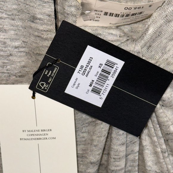 By Malene Birger Analisa T-Shirt XS | NWT Grey Linen Deep V-Back Minimalist Top - Picture 8 of 14